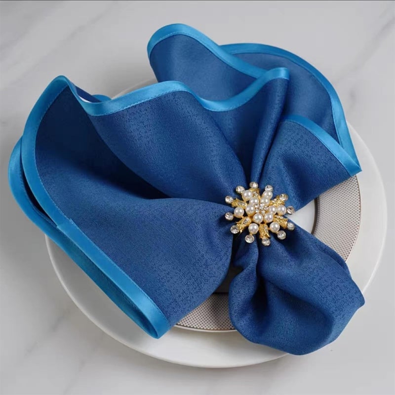 Joyindecor Gold Napkin Rings Set of 6 - Snowflake Pearl Rhinestone Napkin Ring Holder for Wedding Party Home Kitchen Dining Table Linen Accessories (Golden) - Image 5